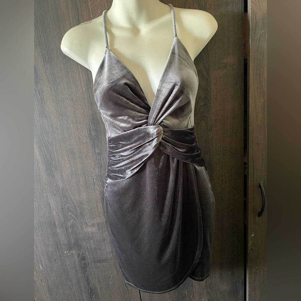 Blue Blush Silver Ruched Bodycon Dress